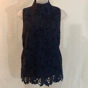 Ann Taylor Lace Mock Turtleneck Tank